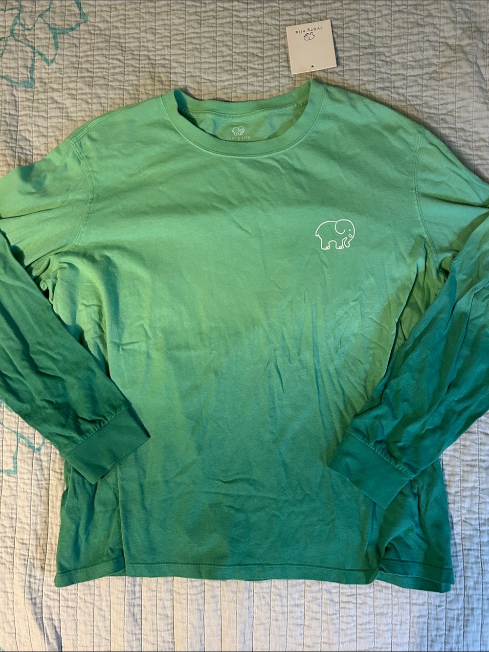 ivory ella Green Ombre Long Sleeve Tee Ski Lift Ellie Size XL